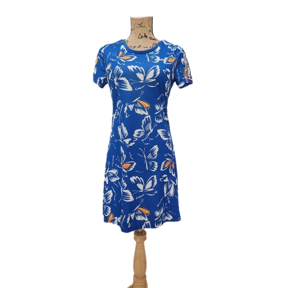 adidas Farm Rio Butterfly Print Mini Dress Blue Short Sleeves, Women's Small - Picture 5 of 8